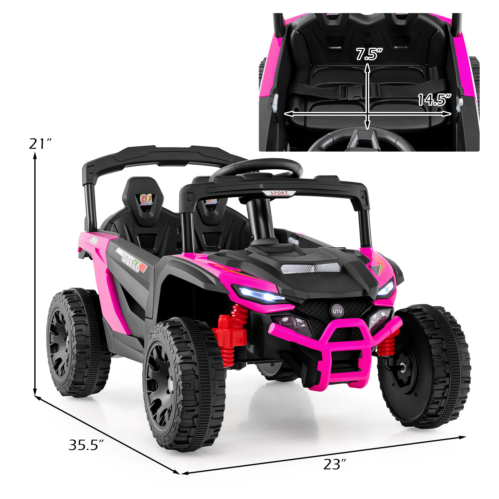 Buggy eléctrico para niños de 12 V con luces LED, música y claxon -Costway - Imagen 3