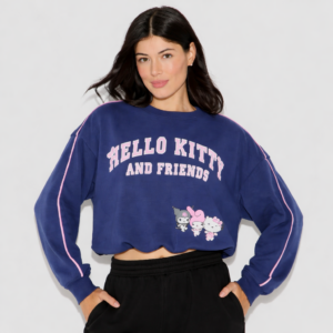 Sudadera con estampado de Hello Kitty  para dama talla L color azul marino