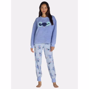 Pijama de 2 piezas afelpada para mujer talla L con diseño de Stitch -Disney
