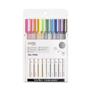 Paquete de 10 bolígrafos de gel con cuerpo transparente y tinta de color de 0.7 mm -Yoobi Evolve