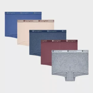 Paquete de 5 calzones tipo boxer de algodón elástico para dama talla M -Champion