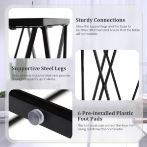 Alternative view of Juego de 2 mesas auxiliares con tablero de vidrio templado y estructura metálica -Costway