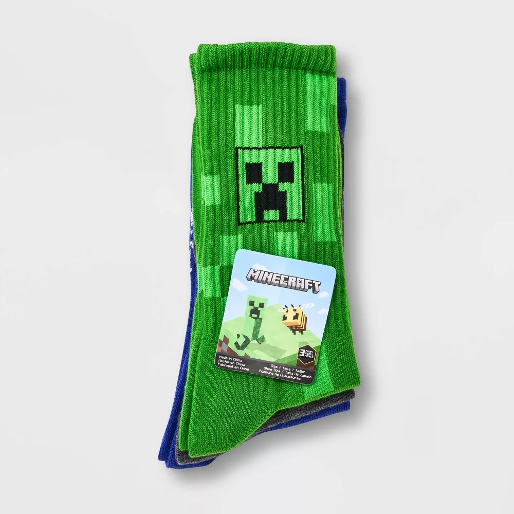 Paquete de 3 pares de calcetines de Minecraft para niño talla 3-10 - Imagen 3