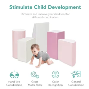 Alternative view of Set de 5 bloques de espuma suave para trepar y gatear color rosa/morado -Best Choice