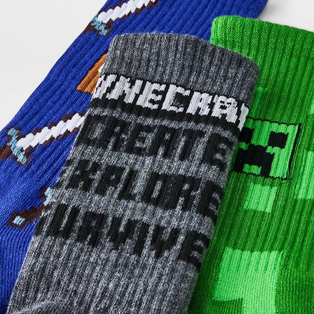 Paquete de 3 pares de calcetines de Minecraft para niño talla 3-10 - Imagen 2