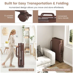 Alternative view of Sofá cama plegable con colchón color café -Costway