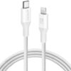 Cable de carga rápida Lightning a USB-C 10 ft ecológico bio-trenzado blanco - Marca Anker