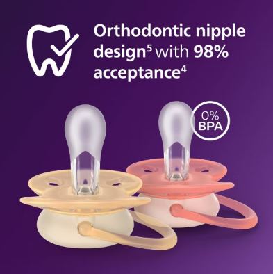 Paquete de 2 chupones ultra suaves ortodóncicos 0-6 meses con estuche esterilizador - Marca Philips Avent - Imagen 3