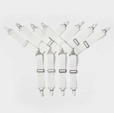 Correas elásticas para sábanas con clips y ajuste regulable paquete de 4 - Marca Room Essentials™