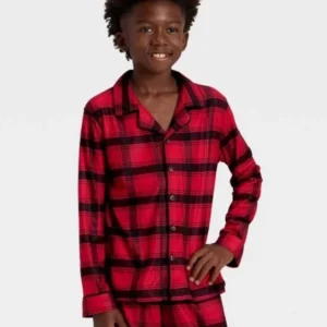 Pijama de 2 piezas para niños talla 6/8 con estampado de cuadros