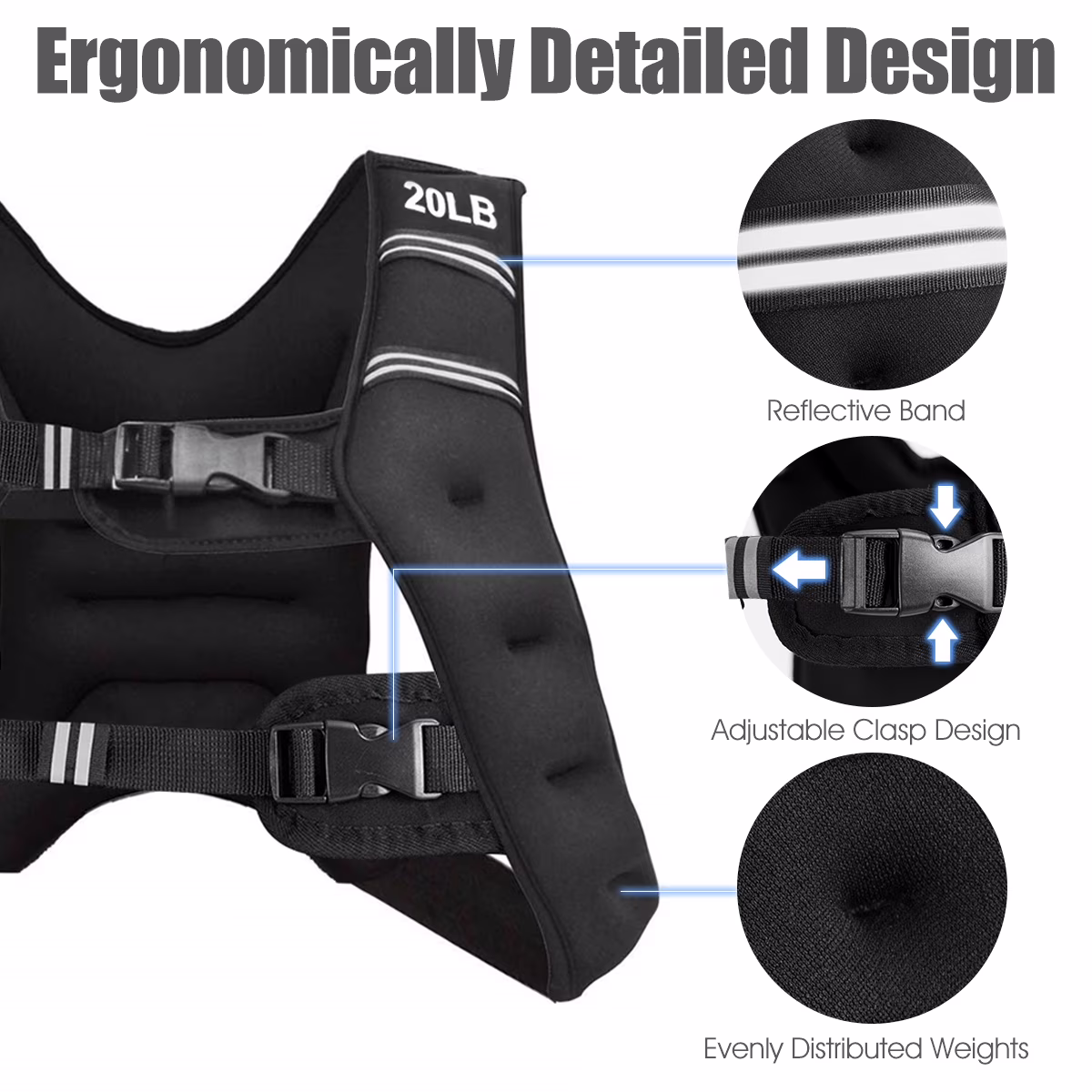Chaleco con peso para entrenamiento de 20 Lb -Costway - Imagen 4