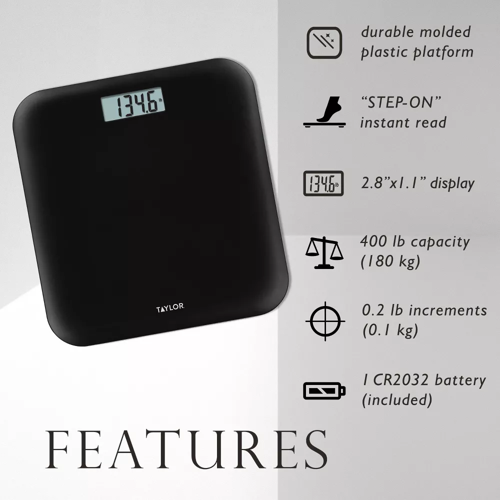 Báscula digital ligera para baño color negro -Taylor - Imagen 3