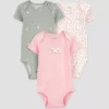 Paquete de 3 Bodys de manga corta para bebé talla Recién Nacido -Carter's