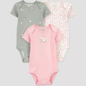 Paquete de 3 Bodys de manga corta para bebé talla Recién Nacido -Carter's