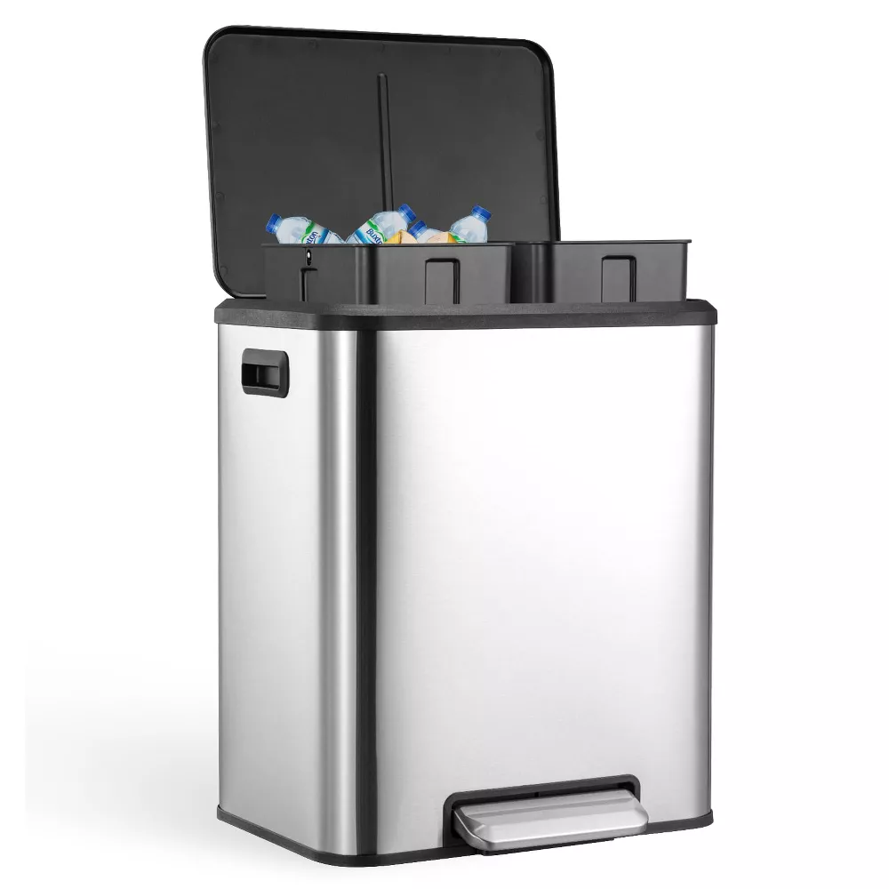 Bote de basura 30 litros, acero inoxidable con tapa de cierre suave -GustoWave