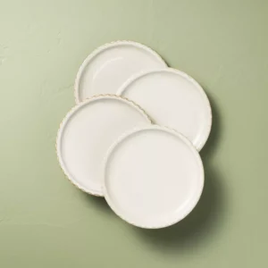 Juego de 4 platos redondos de 21,5 cm, color crema agria - Hearth & Hand