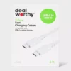 Paquete de 3 cables de carga USB-C a USB-C de 1,8 m color blanco - dealworthy