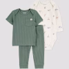 Set de 3 piezas para bebé talla recién nacido en color verde con estampado safari -Carter's