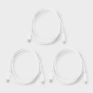 Alternative view of Paquete de 3 cables de carga USB-C a USB-C de 1,8 m color blanco - dealworthy