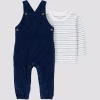 Conjunto de 2 piezas para bebé con overol y camisa a rayas  talla 6 meses -Carter´s