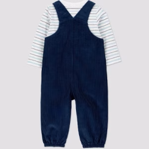 Alternative view of Conjunto de 2 piezas para bebé con overol y camisa a rayas  talla 6 meses -Carter´s