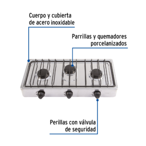 Alternative view of Estufa de gas con 3 quemadores marca FOSET