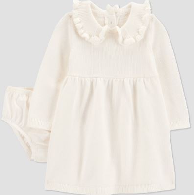 Vestido para niña bebé talla 6 meses con cubrepañal 2 piezas