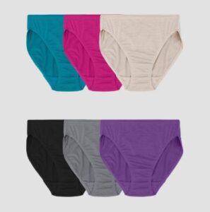Paquete de 6 piezas de ropa interior de micromalla corte alto para mujer talla M - Marca Fruit of the Loom