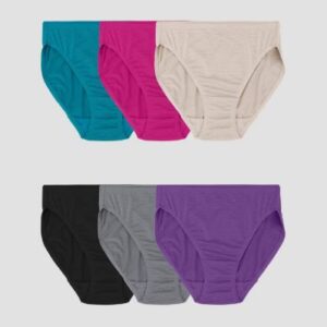 Paquete de 6 piezas de ropa interior de micromalla corte alto para mujer talla M - Marca Fruit of the Loom
