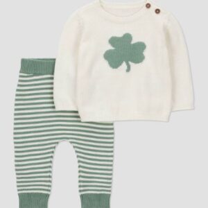 Conjunto para bebé recién nacido con suéter y pantalón jogger 2 piezas color verde - Marca Carter's Just One You®