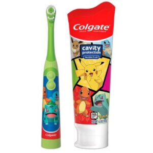Kit de cepillo de baterías y pasta de dientes de pokémon - Marca Colgate