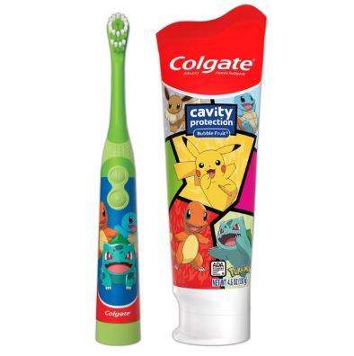 Kit de cepillo de baterías y pasta de dientes de pokémon - Marca Colgate