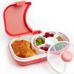 Lonchera recipiente con apartamento giratorio para snacks, color rosa - Marca GoBe