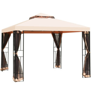 Gazebo de 10 x 10 pies con malla mosquitera y ventilación superior -Costway