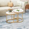 Mesa de centro doble con tablero de mármol dorado -Allegro