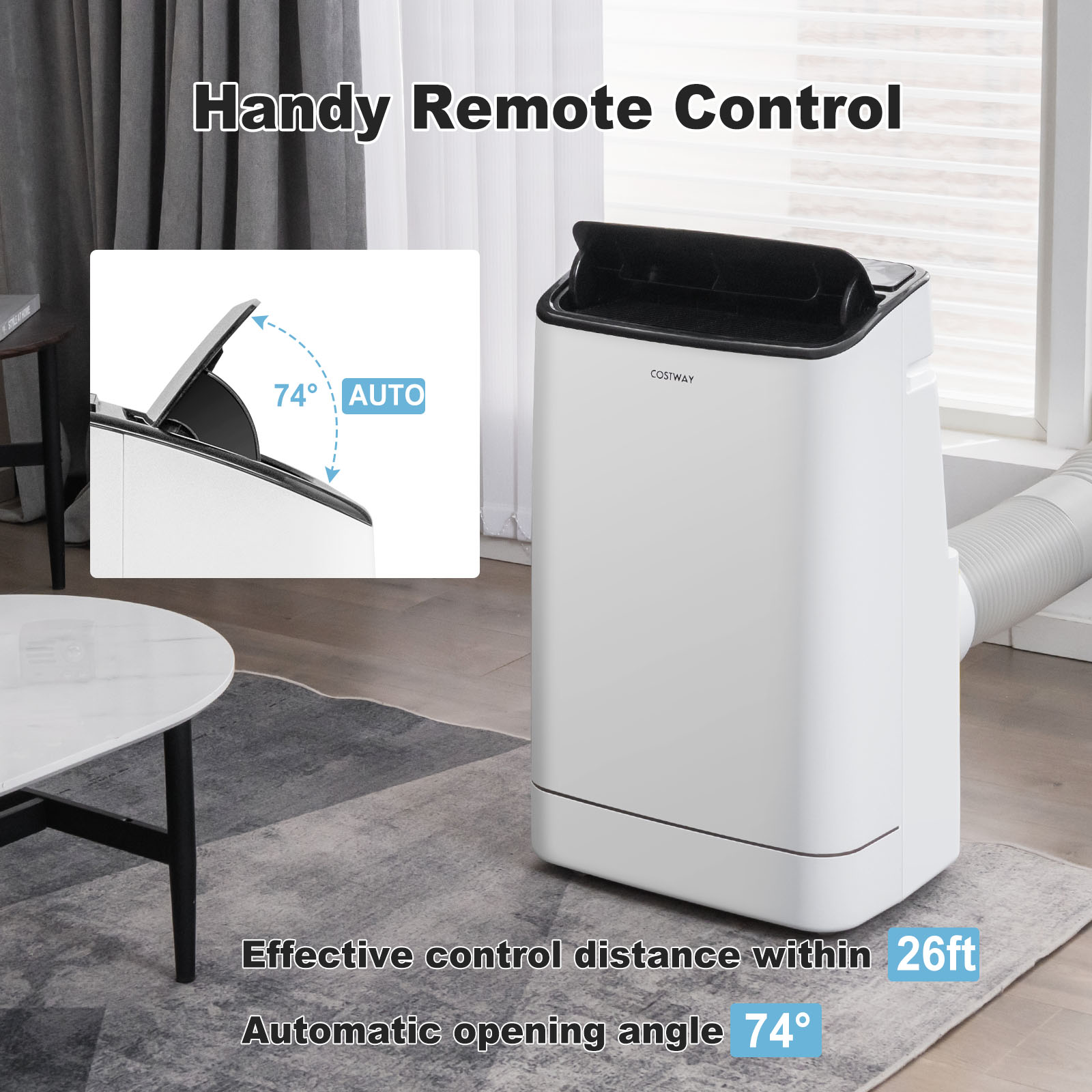 Aire acondicionado portátil 3 en 1 de 15.000 BTU con control remoto -Costway - Imagen 7