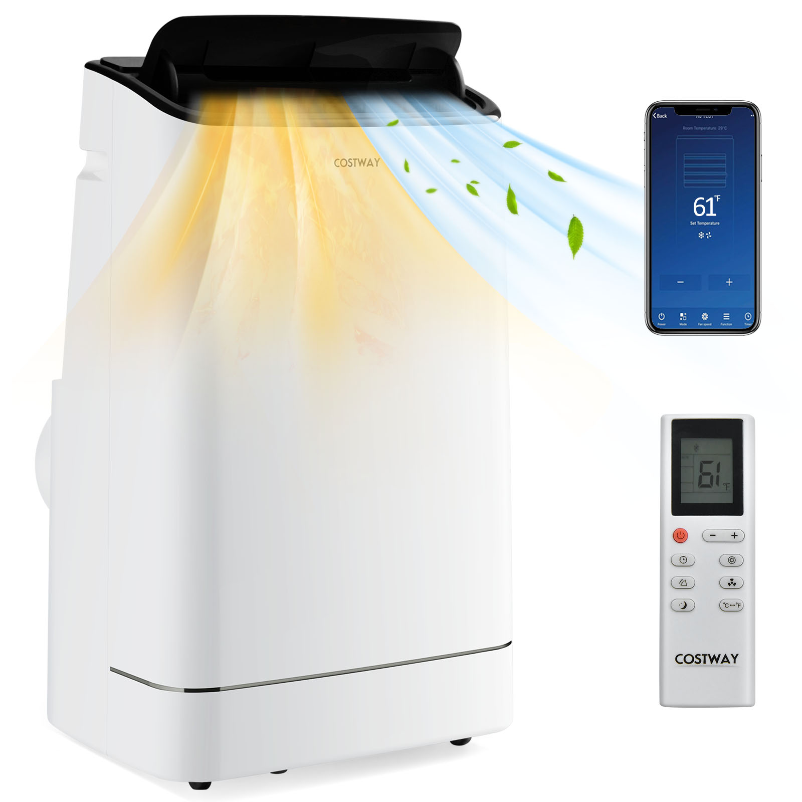 Aire acondicionado portátil 3 en 1 de 15.000 BTU con control remoto -Costway - Imagen 6