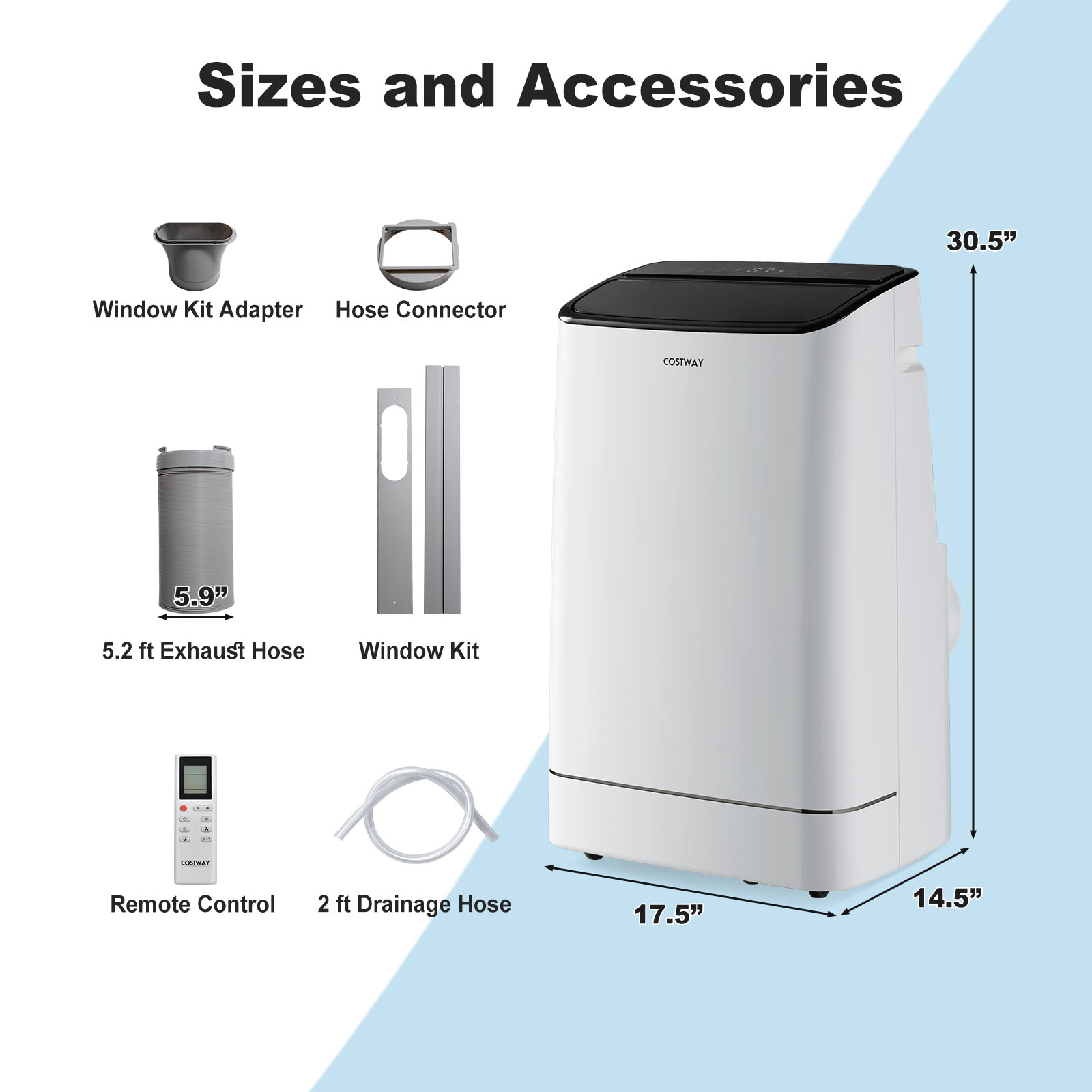 Aire acondicionado portátil 3 en 1 de 15.000 BTU con control remoto -Costway - Imagen 5