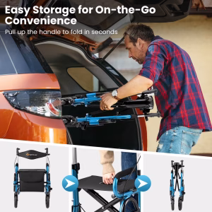 Alternative view of Silla de ruedas 2 en 1 para adultos mayores con llantas neumáticas de 9" todoterreno -Costway