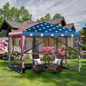 Alternative view of Carpa con diseño de USA de 10 ft x 10ft - Costway