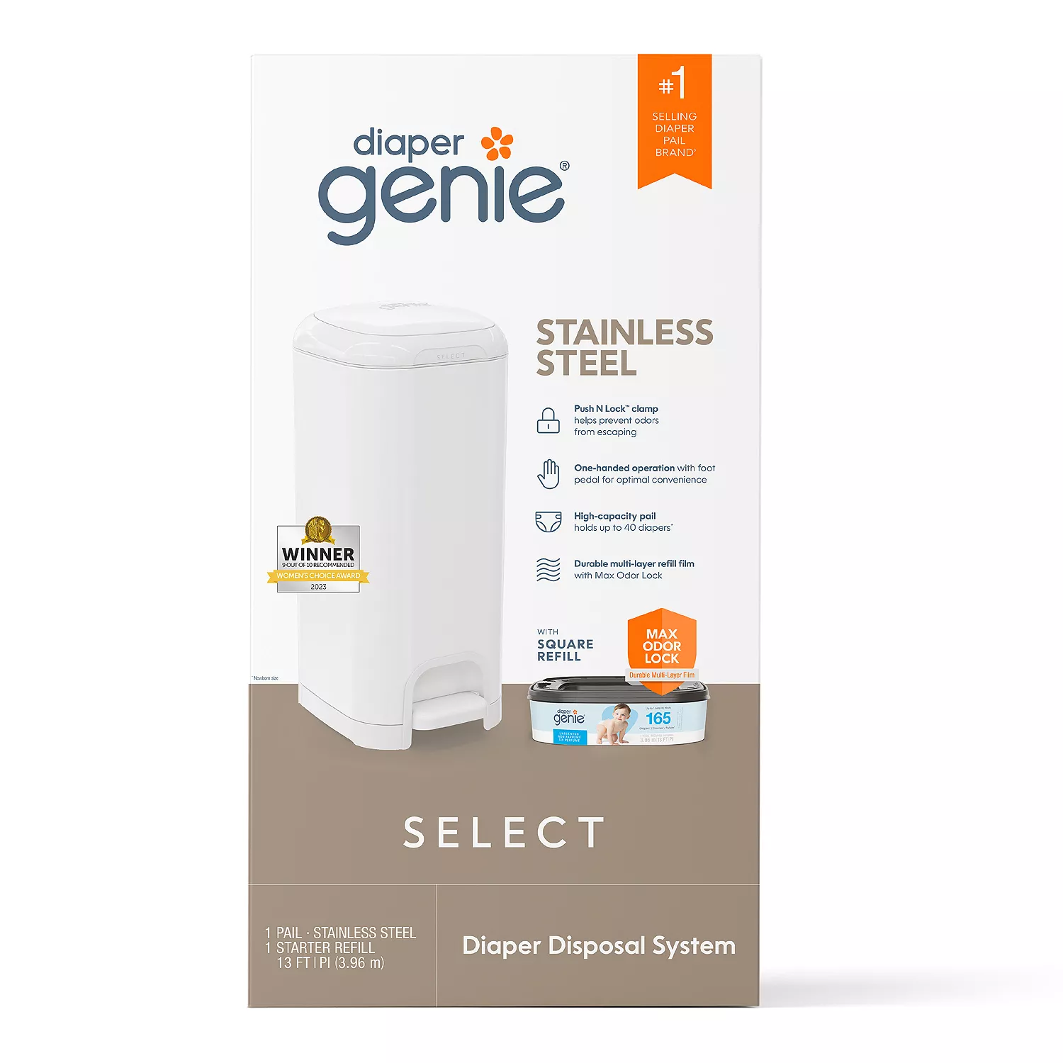 Contenedor para pañales con cierre suave y pedal -Diaper Genie