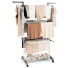 Tendedero de ropa de 4 niveles con alas laterales giratorias y estantes plegables -Costway
