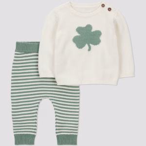 Conjunto de 2 piezas para bebé talla 3 meses con diseño de tréboles -Carter's