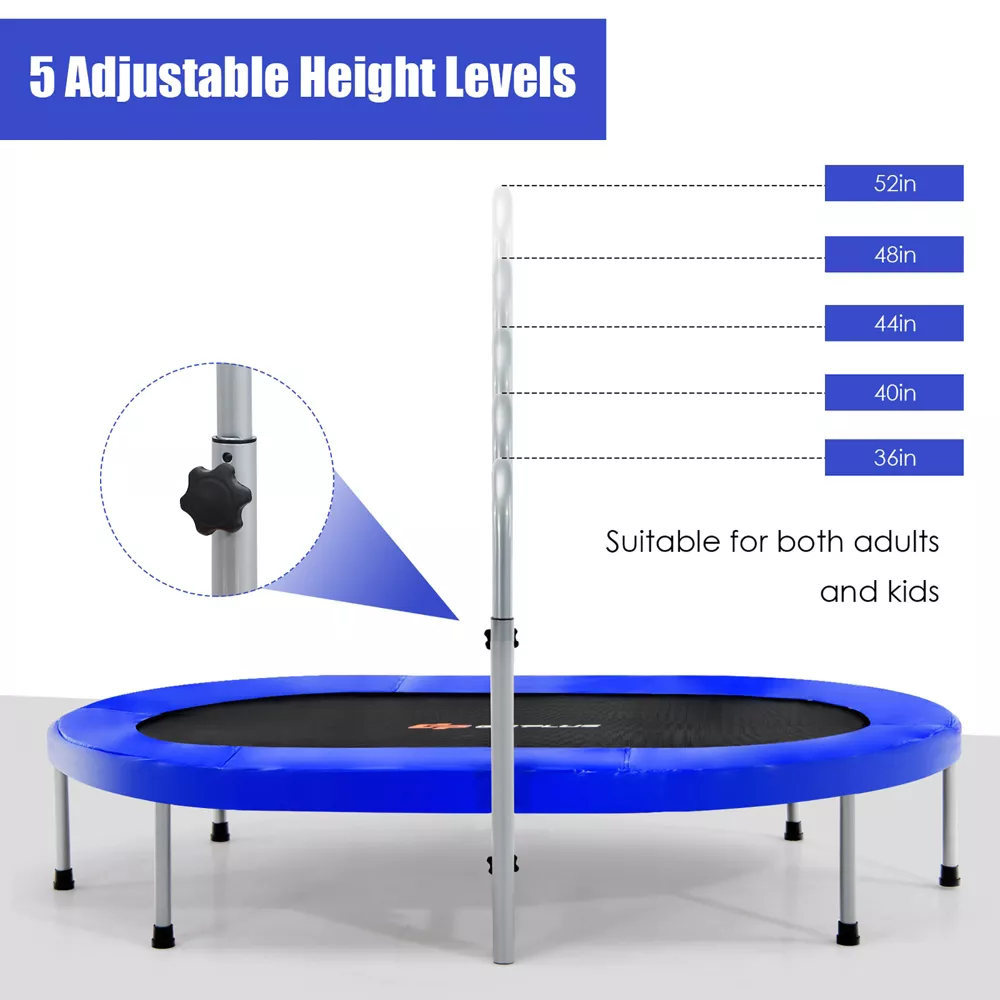 Trampolin plegable de 127 cm para 2 personas con barandilla ajustable - Costway - Imagen 5