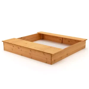 Alternative view of Arenero de madera para niños con bancos y cajas de almacenamiento -Costway