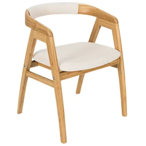 Silla de bamboo con respaldo curvo y almohadillas antideslizantes -Costway