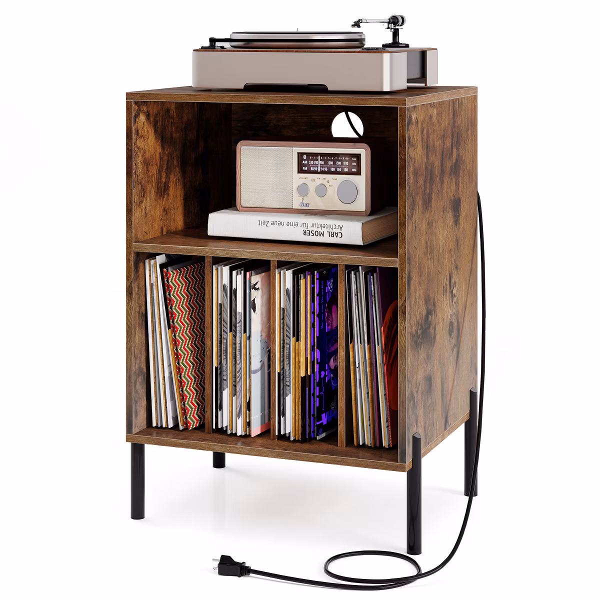 Mueble para tocadiscos con estación de carga - Costway