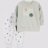 Conjunto de 2 piezas para bebé talla 18 meses con diseño de tréboles -Carter's