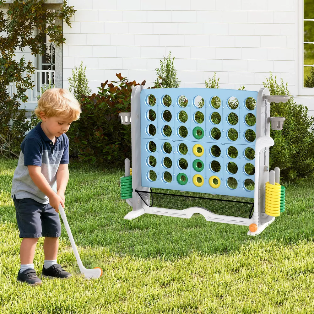 Juego gigante 4 en 1 (Conecta 4, baloncesto, lanzamiento de aros y golf) -Costway - Imagen 7
