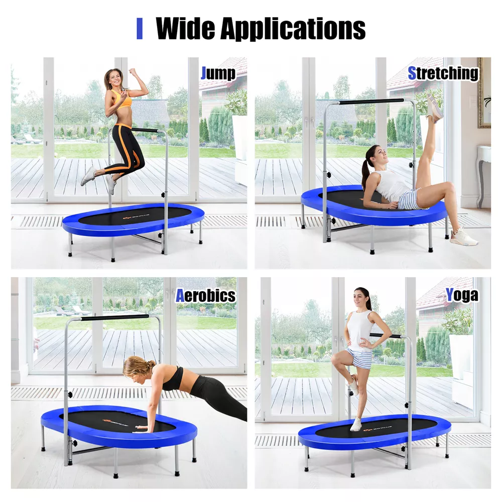 Trampolin plegable de 127 cm para 2 personas con barandilla ajustable - Costway - Imagen 7